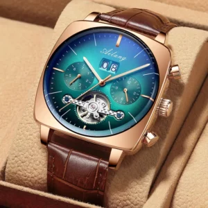 2022AILANG automatic Luxe Chronograph Square Large Dial Watch Hollow Waterproof