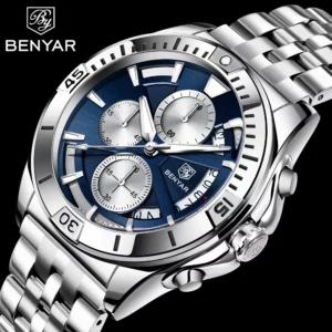 Luxury Quartz Watch Stainless Steel Chronograph Fashion Men Watch