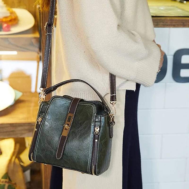 New Arrival PU Leather Bucket Shoulder Bags for Women Solid Color Crossbody Small Handbag Zipper Phone Purse Messenger Bag Pouch - Image 6