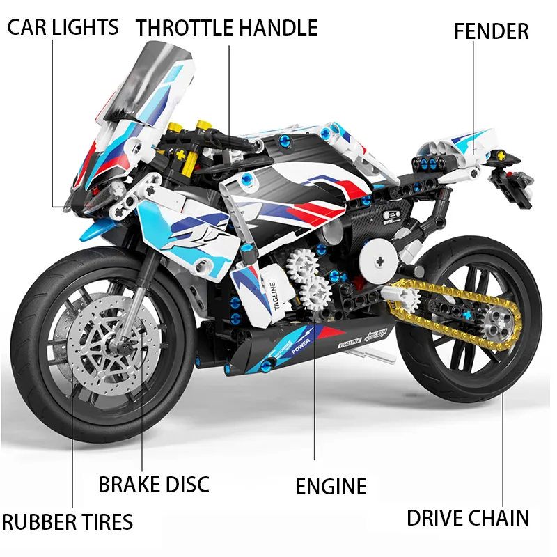 Technical Expert Famous Motorcycle Model Building Blocks Simulation Locomotive Bricks Assembly MOC Toys for Boys Birthday Gifts - Image 14