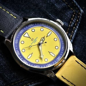 MYSTERYCODE 43mm Watches For Men SKX007 Titanium Solid Sapphire Crystal C3 Luminious Luxury Leather Strap Waterproof Men watch