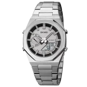 Japan Digital Movement, LED Light Countdown, 3Bar Waterproof 5 Alarm World Time DST Date Week Clock