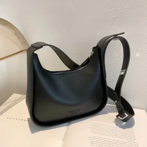 Retro Winter Shoulder Bag For Women Soft Leather Half-moon Crossbody Bag Trendy Brands Armpit Bag Casual Clutcj Handbag