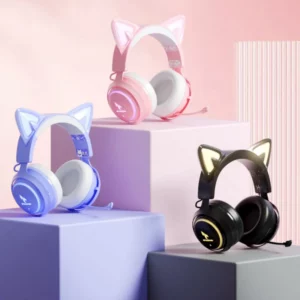 Cat Ear Headphones with RGB LED Light ,Flexible Mic
