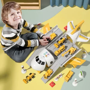 TEMI Kids Airplane Car Toys Simulation Inertia Aircraft Music Stroy With Light Passenger Plane Diecasts Kids Educational Toy