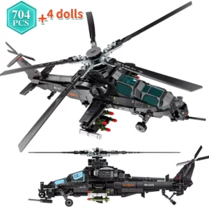 704 Pcs High-Tech Creative Ideas chopper Series Armed Building Blocks Z-10 Aircraft Bricks Kid Toys Birthday Gifts