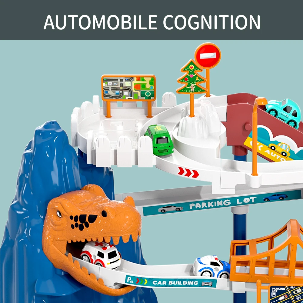 Electric dinosaur track car toys children's car track adventure racing track toys educational children's toys gifts - Image 2