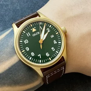 Retro Minimalist Business IC Style Pilot Men's Automatic Mechanical Belt Watch 40MM 316 Steel With Luminous Sapphirephire Mirror