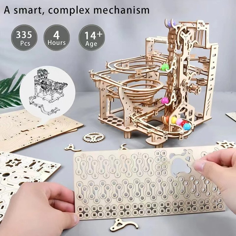 335PCS Marble Run Set 3D Wooden Puzzle DIY Maze Model Building Block Kits Assembly Educational Toys For Children Adult Stem Gift - Image 7