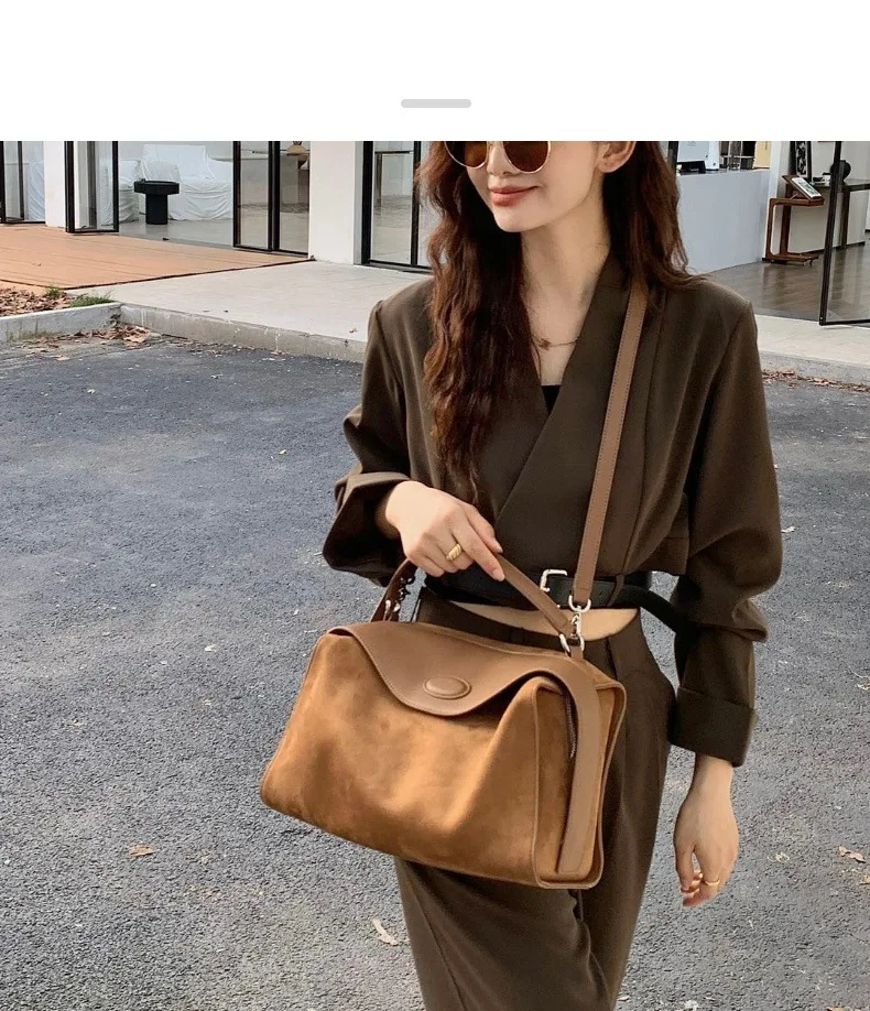 MS Soft Frosted Cowhide Leather Women Bags Luxury Designer Boston Bag Shoulder Handbag Chic Lady Autumn Daily Purses Tote 2023 - Image 16