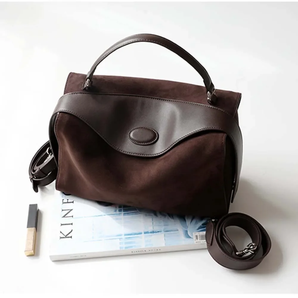 MS Soft Frosted Cowhide Leather Women Bags Luxury Designer Boston Bag Shoulder Handbag Chic Lady Autumn Daily Purses Tote 2023