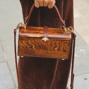 Wooden Handmade Retro Women's Messenger Bag Solid Color